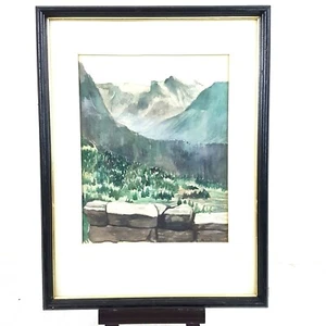 Mountain Valley Landschaft Pastell Gemälde signiert Rhoda Tews Wisconsin Künstler - Bild 1 von 11