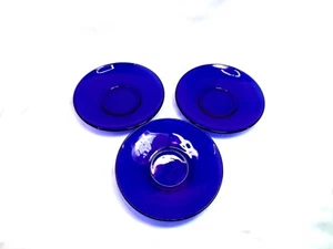 3 platillos redondos vintage de vidrio azul cobalto 5,5"D años 70 - Imagen 1 de 5