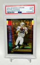 2002 BOWMAN CHROME GOLD REFRACTOR PEYTON MANNING SP /50 PSA 9 MINT