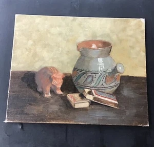 Original Südwesten Gemälde Keramik Bär Nuetral Farben New Mexico - Bild 1 von 4