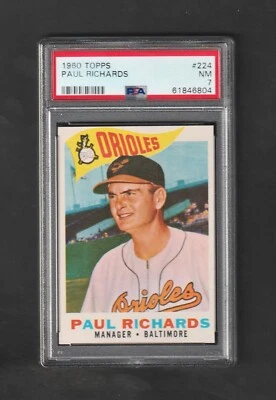 1960 Topps Paul Richards #224 ~~ Orioles Mgr ~~ High-End PSA 7 NM ~~ Tough Card - Image 1 of 2