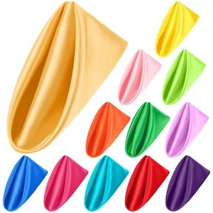 12 Pieces Satin Napkins Soft Dinner Napkins Multicolor Square Weddings Table ... - Picture 1 of 7