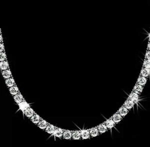 22Ct Round Cut Lab Created Women's Diamond Tennis Necklace 14k White Gold Plated - Picture 1 of 6