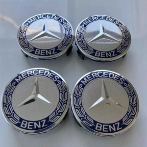 4er SET Mercedes Benz 75MM Classic Dunkelblau Felgendeckel Radkappen Emblem - Bild 1 von 4