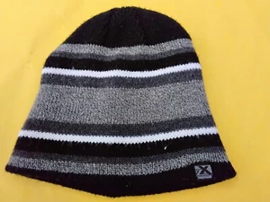 ZeroXposur Black Gray White Striped Hat Beanie L/XL Youth - Picture 1 of 5