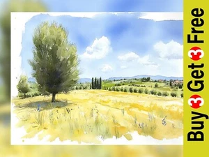 Vibrant Countryside Landscape 5"x7" Print on Matte Paper | Stunning Nature Art - Picture 1 of 7