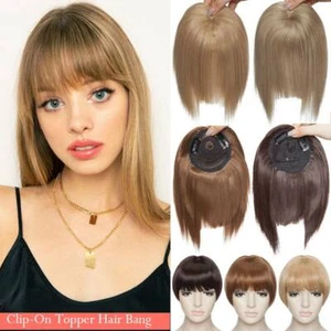 One Piece As Human Hair Pony Clip vorne Fransen Topper gefälschte Haarverlängerungen - Bild 1 von 18