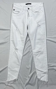 KanCan Jeans Juniors Sz. W9, 28 Skinny Crop Distressed Ripped Raw Hem White - Picture 1 of 9