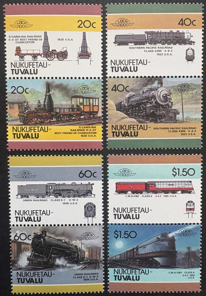 Nukufetau-Tuvalu 1986 Locomotives (2nd Series) Set of 8 MNH — 第 1/1 张图片
