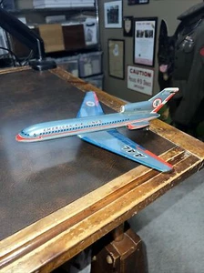 Vtg American Airlines Boeing 727 Jet Airplane Bandai Japan Battery Tin Litho Toy - Picture 1 of 7