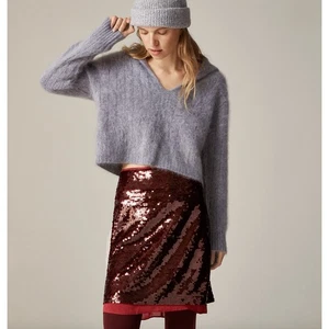 J.Crew gebürstetes Kaschmir Matrosenkragen Pullover adrett meliert grau Large neu mit Etikett - Bild 1 von 13