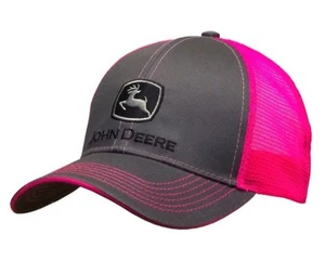 John Deere Hot Pink / Charcoal Meshback Cap Snapback Close MC23080418CH - Picture 1 of 1