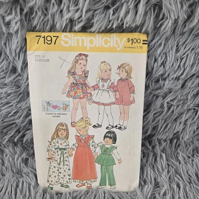 Simplicity 7197 Size 4 Toddler Short & Long Dress Sewing Pattern Uncut - Image 1 of 3