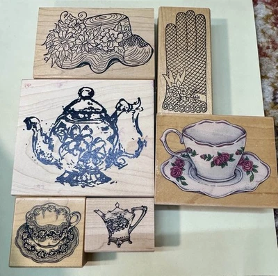 Lote de sellos de goma montados en madera Foto 1 de 2