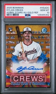 Autógrafos Dylan Crews 2025 Bowman Hobby Stars #HSADC PSA 10 Dorado Ref/50 - Imagen 1 de 2