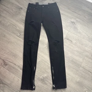 DARC SPORT SIZE 31 ANKLE ZIPS TAPERED JEANS BLACK DISTRESSED SKINNY nwt - Picture 1 of 15