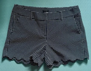 Ann Taylor Signature Navy Blue Polka Dot Scalloped Hem Shorts Women Size 10 - Picture 1 of 6