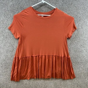 Zenana Premium Women's Dress Size 1X Orange Short Sleeve Pullover Stretch - Picture 1 of 11