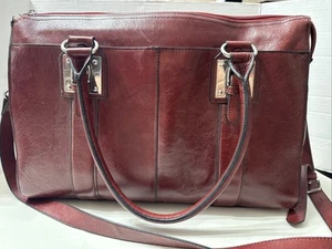 Maletín de cuero Wilson de colección para computadora portátil bolsa de transporte roja correa para el hombro - Imagen 1 de 24