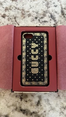 古驰 Guccy iPhone 7 手机壳黑色和金色 — 第 1/3 张图片