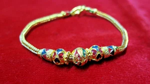 Pulsera de oro tailandés - Esmalte estilo Sukhothai | Baht tailandés chapado en oro amarillo 7" - Imagen 1 de 7