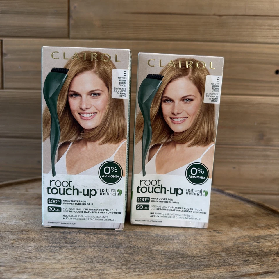 (2) Retoque raíz Clairol - 8 tonos rubios medios aplicación permanente Foto 1 de 4