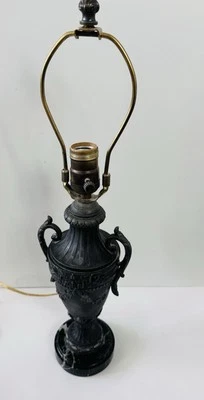 Lámpara de mesa urna de bronce francesa/parís base de mármol neoclásica de colección/antigua Foto 1 de 4