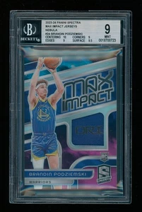 2023-24 Panini Spectra BRANDIN PODZIEMSKI Max Impact Patch NEBULA Prizm 1/1 BGS - Foto 1 di 2
