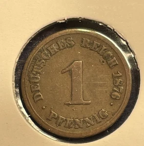 Germany 1 pfennig 1876 Wilhelm I KM#1 F Stuttgart Copper aF B2200 - Picture 1 of 8