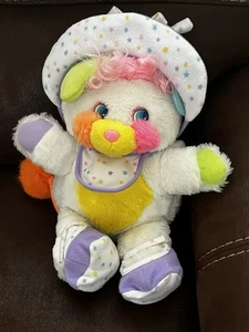 Vintage Popples Baby Bibsy 12” Plush 1986 White Purple Star Bonnet 80s Nostalgia - Picture 1 of 6