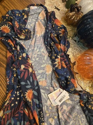 Cárdigan plumero Lularoe Sarah azul floral naranja nuevo con etiquetas Xs  Foto 1 de 4