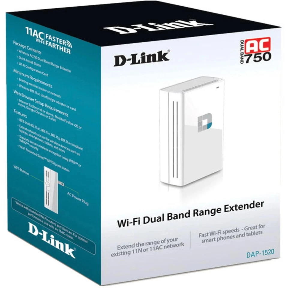 D-Link AC750 Wireless Dual Band Range Extender - DAP-1520 [Electronics] - Image 1 of 4