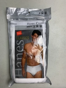 Vintage 2004 Hanes Classics Briefs Men's Size 38 White 3pk NOS 3 Pairs Underwear - Picture 1 of 8