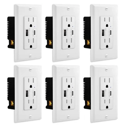 Toma de corriente de cargador de 4,2 A 2 puertos USB con puerto tipo C/A receptáculos resistentes a manipulaciones Foto 1 de 4