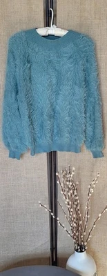 Suéter Urban Outfitters Sweet As A Peach esponjoso cuello falso, verde azulado suave, mediano  Foto 1 de 4