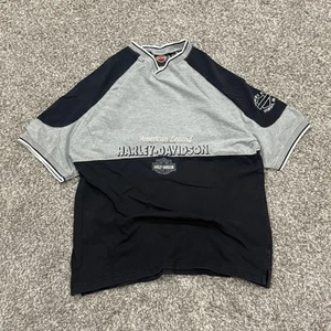 T-shirt vintage Y2K Harley Davidson leggenda americana colorblock uomo L maglietta motociclista collo - Foto 1 di 6