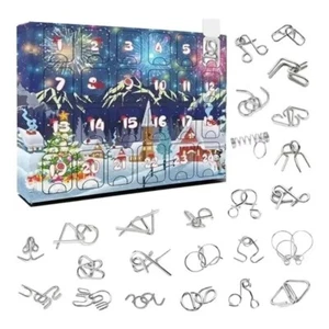 Metal Puzzle Toy Advent Calendar - 24 Days of Brain Teasers for Kids & Adults - Picture 1 of 10