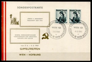 Treffen Kennedy & Chruschtschow. Gedenkkarte. SoSt.3.6.61, Wien. Österreich 1961 - Bild 1 von 1