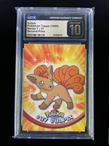 CGC Pristine 10 Vulpix 1999 Pokemon Topps #37 Series 1 Second Print Pop 5! - Picture 1 of 2