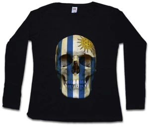 KLASSISCHES URUGUAY SKULL FLAG DAMEN LANGARM T-SHIRT Fahne - Bild 1 von 1