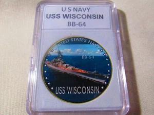 US NAVY - USS Wisconsin (BB-64) Challenge Coin - Picture 1 of 12
