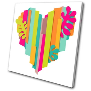 Quadro Arte da Parete su Tela Singola Multicolore Cuore Amore Stampa VA - Foto 1 di 1