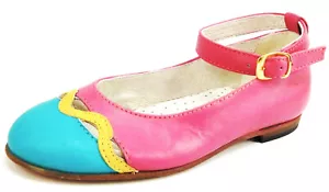 DE OSU - Spain -Sale -Girls Fuchsia Multi Leather Dress Shoes -European - Size 9 - Picture 1 of 5
