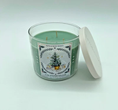 Bath & Body Works Vela 3 mechas BÁLSAMO DE INVIERNO HELADO Grande 14,5 OZ Foto 1 de 2