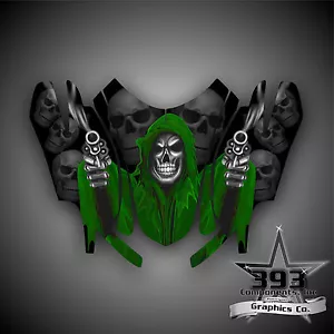 Arctic Cat Firecat Sabercat F5 F6 F7 2003-2006 Graphics Decal Reaper Hood Green - Picture 1 of 1