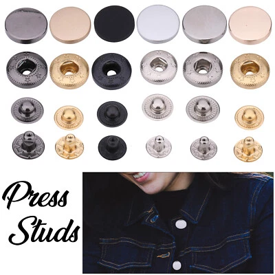 S Spring Press Studs 10–15mm Round Snap Fasteners for Leather DIY 10–100pcs Set - Image 1 of 4