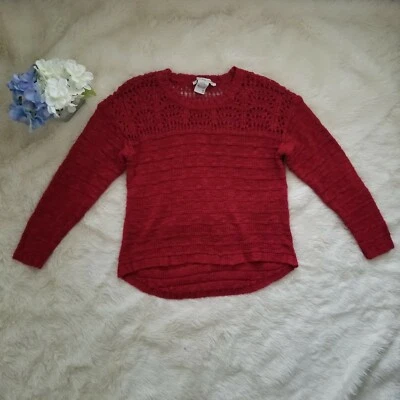 Suéter Rojo Para Mujer Punto Abierto Navidad Trapo Americano Talla S Manga 3/4 Foto 1 de 4