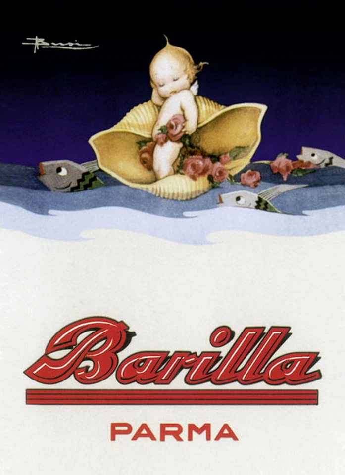 Mini-Blechschild Barilla Parma Meer, 8 x 11 cm