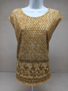 Blusa elástica plisada y plisada de Rafael para mujer Plus 3X dorada y oliva sin mangas - Imagen 1 de 10
