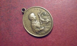 Vintage Bronze Medal SAN LUIS GONZAGA & MARIA Mater Dei Sine Labe Congepta - Picture 1 of 4